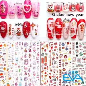 Decal Dán Móng Tay 3D Nail Sticker Tráng Trí Móng Hoạ Tiết Tết Đón Xuân Quý Mão 2023