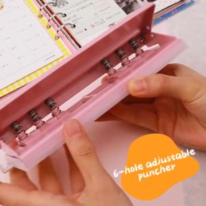 Printleaf -  Adjustable 6 Hole Desktop Hole Punch DIY Planner Six Ring Binder A4 A5 A6 A7 B7