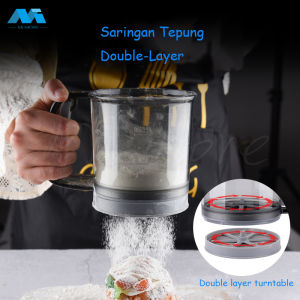 Mi.more Saringan Tepung Double-Layer Plastik Saringan Tepung Terigu Dengan Tutup Atas Dan Bawah Saringan Tepung Genggam