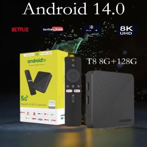 Hộp Giải Mã Truyền Hình T8 Android 14 8K Wifi Kép BT5.4 Chip Rockchip RK3518 Hỗ Trợ Google Voice Assistant Đầu Ra HDMI 2.0