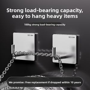 MONLEYTA | Stainless Steel Adhesive Hooks Strong Load Bearing Kitchen Bathroom Towel Wall Mounted No Drilling Required MONLEYTA Brand