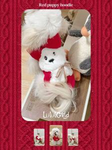 Red Celebration Sleeveless Hoodie Pet Clothes for Dogs And Cats Small Size for Bichon Yorkie Teddy Trendy Pet Fashion