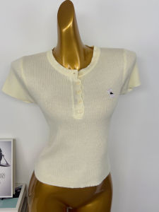 เสื้อสเวตเตอร์ถักคอตั้งแขนสั้นปักลายสไตล์ฝรั่งเศส ผ้าขนสัตว์ผสม เสื้อคลุมกันหนาวทรงสลิมฟิตสำหรับผู้หญิง