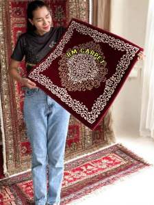 พรมเปอร์เซีย“AL QATIF”รุ่น Superfine Dense Pile หนาแน่น นุ่ม แบบสุดยอด สีแดง ขนาด 60x60 cm