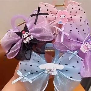DXUU Jepitan Rambut Anak Fashion Pita Karakter Sanrio Kuromi Melody Cinnamorol Jedai Pita Motif Kartun Lucu