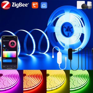 Zigbee DC24V COB LED Strip Light 840leds/m 1-5M RGB High Density Flexible FOB COB Lights TV Bedroom Party DIY Decor Google Alexa