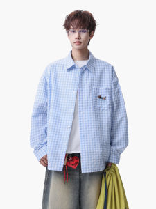 WUKONGYOUHUO | Retro Patchwork Plaid Dachshund Loose Fitting Shirt