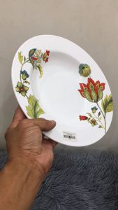 DĨA SÚP HOA QUỲNH ĐỎ 24.5 CM - GỐM SỨ CƯỜNG PHÁT - HÀNG VIỆT NAM CHẤT LƯỢNG CAO