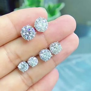 1/2/3 Carat Pink Color Moissanite Stud Earring Classic 925 Sterling Silver Stud Earring For Woman Fine Jewelry Wholesale
