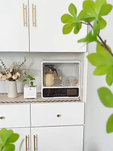 ชั้นวางของแบบป้องกันฝุ่น อุปกรณ์จัดระเบียบสำหรับแก้วชา กล่องเก็บของสำหรับแก้ว