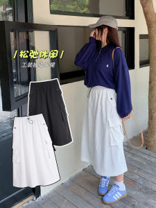 Spring Summer plus Size Womens Casual Loose Workwear Style Half Skirt High Waist Long Dress Versatile for plus Size Women