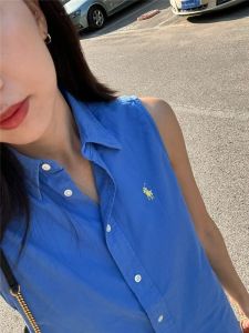 Casual Ramie Cotton Linen Blouse for Women Sleeveless Summer Sun Protection Loose Fit Casual Shirt Short Sleeve