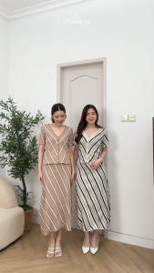 Clouwny Espana Vneck Knit Set Setelan Wanita Lengan Pendek Casual Cozy Premium Knit Korean Look Fit to XXL