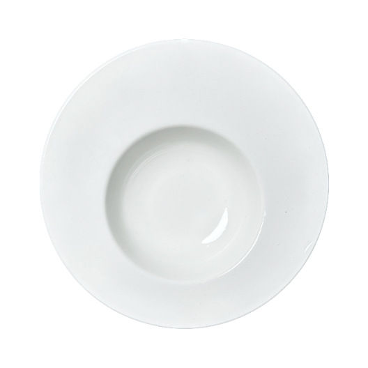 Chef's Selection Porcelain Dinnerware Wide Rim Soup Bowls Bright White Embossed Line Pasta Bowl