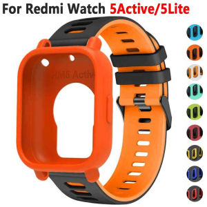 Silicone Strap+Case For Redmi Watch 5Active/5Lite Soft Breathable Sport Band Protective Cover Shell For Redmi Watch 5Active/Lite