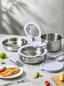 CAROTE | Stackable Stainless Steel Cookware Set 3 Pieces