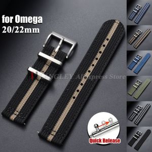 20mm 22mm Ribbed Nylon Strap for Omega for Seiko for Tudor Woven Canvas Fabric Watch Band Military Sport Quick Release Bracelets