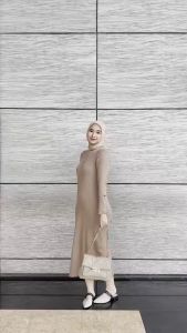 Dress Hamima Model Terbaru Gamis Inara Knit Japan Premium Jumbo Busui Friendly Inara Kancing Button