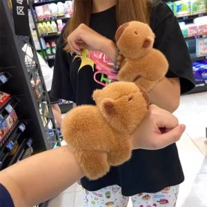 Soft Capybara Plush Doll with Adorable Snap Ring Plush Toy with Slap Bracelet Stuffed Animal Plush Toy Hand Clapping Plush Bracelet Toy
