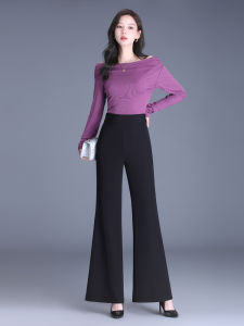 High Waist Wide Leg Pants Womens Spring Summer New Style Drapey Black Casual Bell Bottoms Slimming Effect Versatile Ladies Trousers