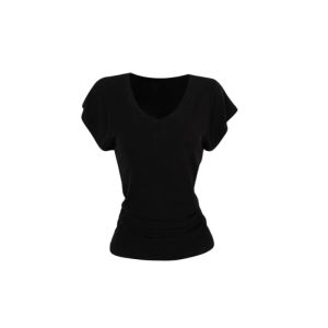 YUEZHONGWEI | เสื้อยืดคอกว้างสีดำ ทรงเข้ารูป ทรงเข้ารูป แขนสั้น แฟชั่นฤดูร้อน สำหรับผู้หญิง เสื้อคอกลมเข้ารูป ทรงเข้ารูป เสื้อผ้าทำงานสไตล์เกาหลี