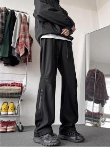 กางเกงปีนเขาทรงตรงสำหรับผู้ชาย กางเกงขายาวทรงหลวม ทรงตรง ฤดูใบไม้ร่วง/ฤดูหนาว กางเกงขายาวสำหรับใส่กลางแจ้ง ป้องกันน้ำ 3 ชั้น ซิปข้าง