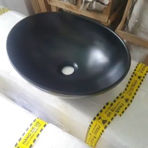 Chậu lavabo màu đen hình oval loại đặt bàn phong cách Bắc Âu SB29M