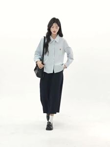 Chân Váy Midi Bút Chì A-line Cao Waisted Màu Xanh