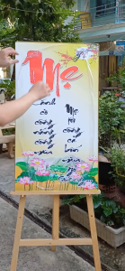 Tranh Thư pháp nhiều chủ đề kích thước 30x90cm chất liệu in gỗ tráng gương bọc viền vàng