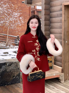 LINGQIAN | New Chinese Style Wool Set Jacket Skirt
