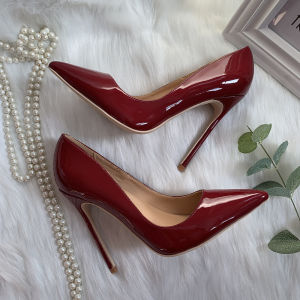 รองเท้าส้นสูงหัวแหลมสีแดง ทรงหัวแหลม รองเท้าส้นเดี่ยว รองเท้าส้นสูงสำหรับงานแต่งงาน รองเท้าส้นเดี่ยวสำหรับผู้หญิง รองเท้าส้นเดี่ยว TOMONYE