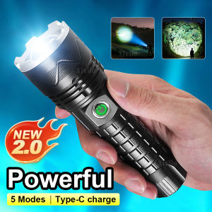 2025 NEW XHP90 Super Bright Flashlight High Power Flashlight USB Rechargeable Zoomable Tactical Torch Camping Hunting Lantern