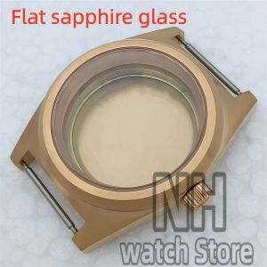38mm Silver Black Rose gold Brushed Watch case flat sapphire glass/Dome-shaped glass Fits NH35 36 ETA2824 PT5000 movement
