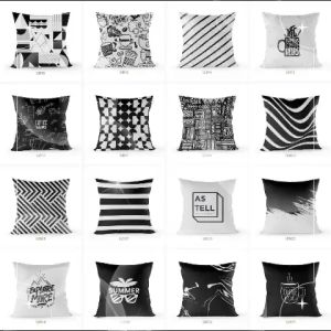 หมอนอิง ลายขาว-ดำ 14-20นิ้ว ผ้าไมโครกัน ฝุ่นใยสังเคราะห์เกรด