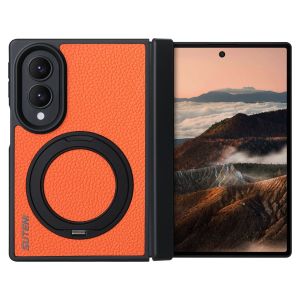 For Samsung Galaxy Z Fold 8 Ultra Fold 8 Fold 7 Case Magnetic 360 Rotate Ring Stand Cover Hinge Protection Lychee Leather Bumper