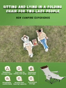 Camping folding chair foldable reclining camping chair with foot rest outdoor chair With Cup Holdere