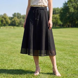 Detachable Belt Slimming Versatile Knee-Length Skirt