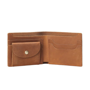 Retro Crazy Horse Leather Mens ID Card Handmade Wallets Change Coins Pocket Durable Billfold Wallet Simple Portable