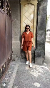 Babydoll Baju Wanita One Set Piyama Setelan Tidur Atasan Lengan dan Celana Pendek Bahan Katun