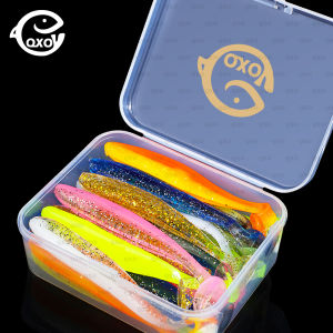 QXO Fishing Soft Lure Worm With Box Silicone Bait Swimbait Streamer Sea Fishing Spoon Lure 7cm 10cm Wobbler Set