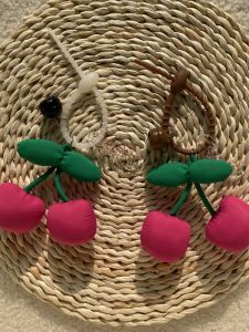 Crooked Original Ins New Arrival Cute Cherry Pendant Small Jewelry Bag Ornaments Creative Keychain Schoolbag Accessories