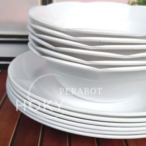 PROMO ISI 12 PCS 6 PIRING MAKAN CAMPUR 6 MANGKUK BAKSO BULAT SEMI MELAMIN GRATIS BUBBLEWRAP