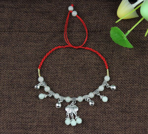 Vòng Tay Đêm Phát Sáng Nữ Handmade Hàn Quốc Dây Đỏ Đèn Chân Dây Xích Cung Điện Chuông Charm Khóa Hòa Bình Xám Đá Trang Sức Thời Trang