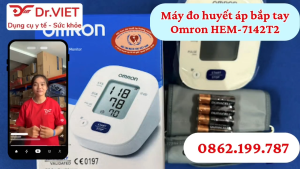 Máy đo huyết áp Omron HEM-7142T2 Bluetooth chính hãng công nghệ Intellisense phát hiện nhịp tim bất thường cảnh báo cử động lưu kết quả trên máy và ứng dụng phù hợp người cao tuổi.
