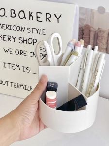 Rotating Desktop Makeup Brush Storage Cylinder Cosmetic Lipstick Pen Holder Organizer round Shape Plastic Storage Box for Everyone