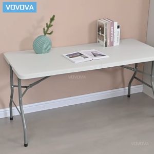 VOVOVA Folding Table 4FT (122cm) Folding Half Table Outdoor Portable Folding Table Long Table Dining Table Office Table