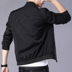 ROMON | Lormen Mens Short Casual Thickened Baseball Collar Flight Jacket Autumn Winter Windproof Cozy Outerwear Polyester Fiber