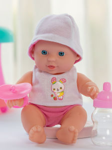 Soft Vinyl Baby Doll Toy Realistic Girl Training Companion Sleeping Soothing Intelligent Doll Blue Color Suitable for All Ages