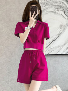 Casual Fashion Sports Set Womens Summer New Arrival Slim Looking Western Style Fashion Younger Short Sleeve Shorts Internet Hot Two-Piece Suit