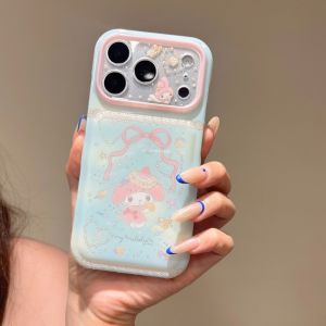 Sanrio | Double Glitter Gradient My Melody Phone Case Large Sparkle Window Lens Cute Cartoon Shockproof Cover For iPhone 17 16 15 Pro Max